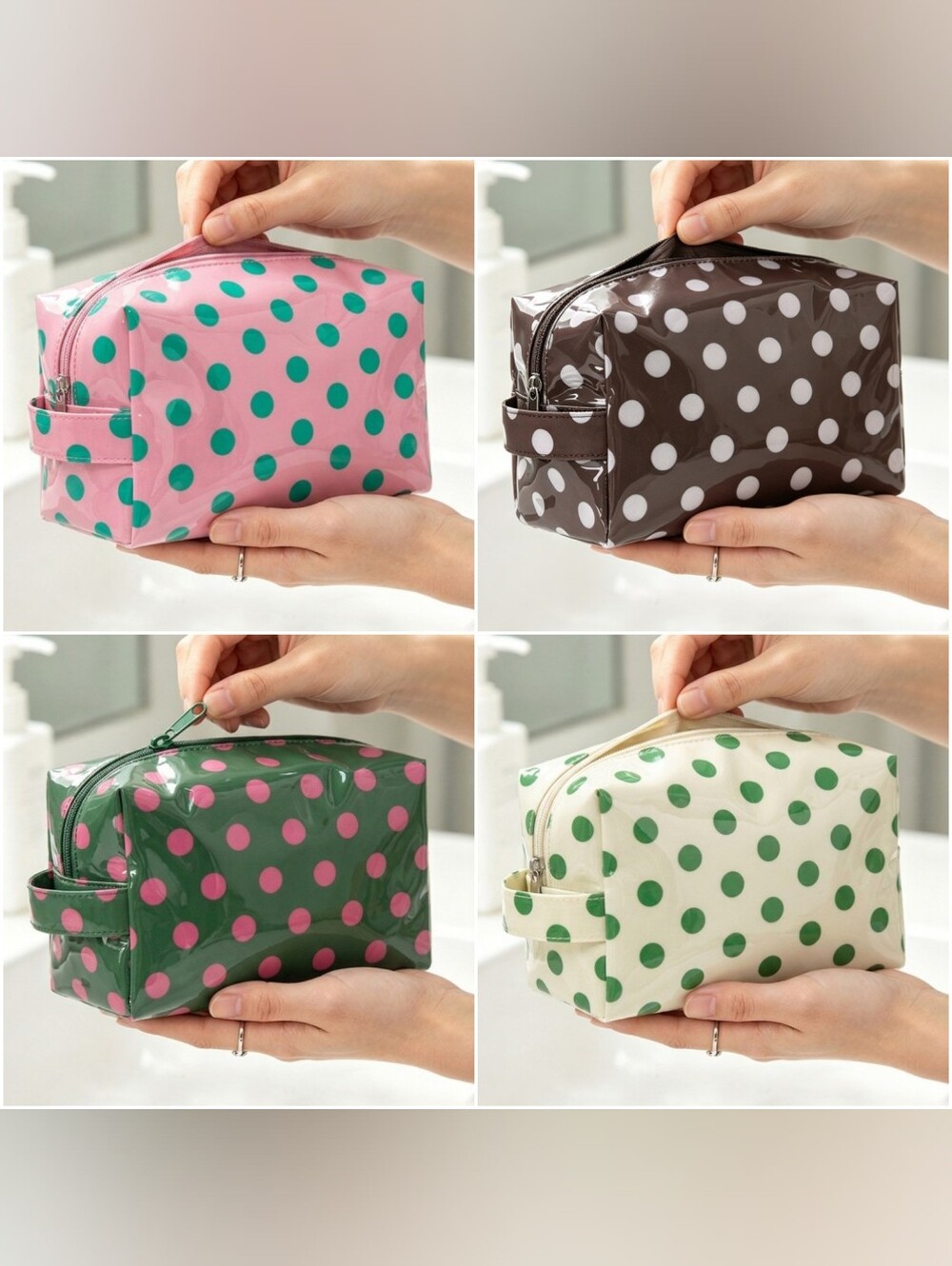 Polka Dot Waterproof Cosmetic Travel Toiletry Bag